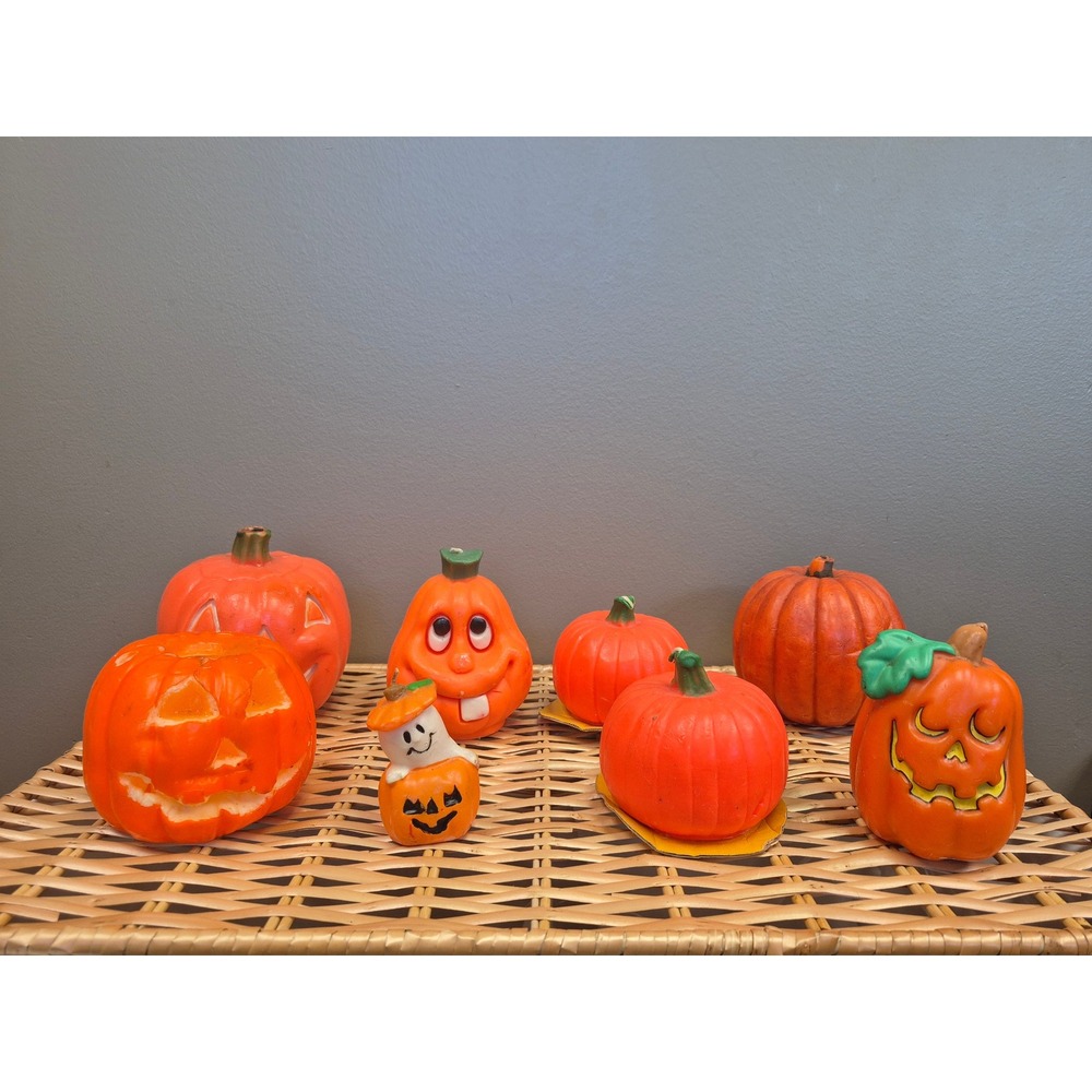 Vintage Halloween Candle Lot 8 Gurley Suni Pumpkin Jack O Lantern Ghost Decor